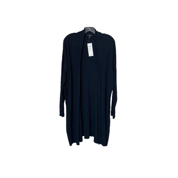 Eileen Fisher Navy Blue Ribbed Knit Shawl Collar Long Cardigan NWT Size Large - Picture 1 of 5